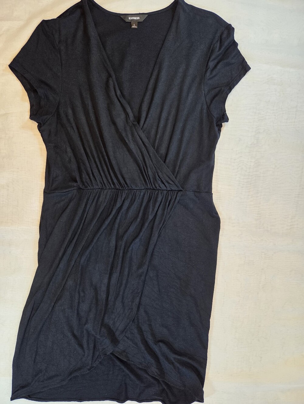 Express Black Short-Sleeve Wrap Dress